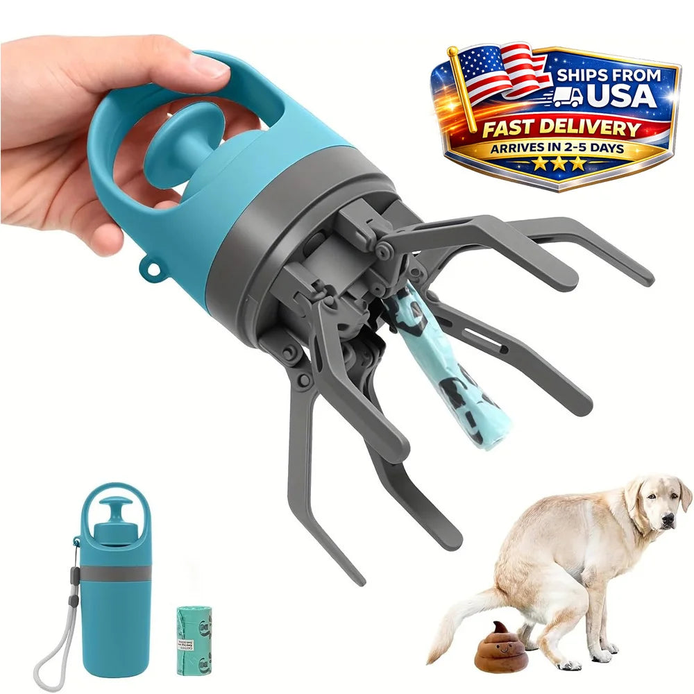 Portable Dog Pooper Scooper No Touch Claw Pickup With Bag