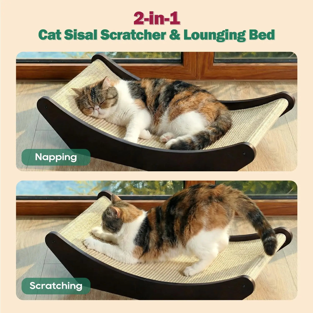 2-In-1 Cat Scratcher And Lounging Bed With Natural Sisal Mat