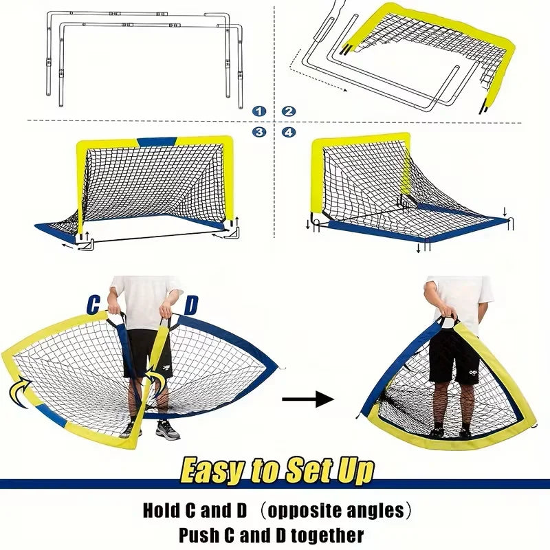 4'x 3' Portable  Soccer Goals ,2 Set Soccer Goal,for Backyard or Indoor Pop Up Soccer Net