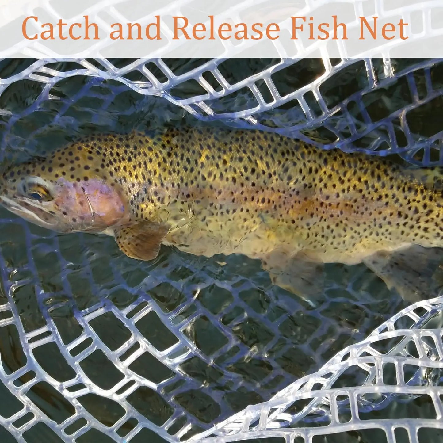 Soft Rubber Mesh Fly Fishing Net With Wooden Handle