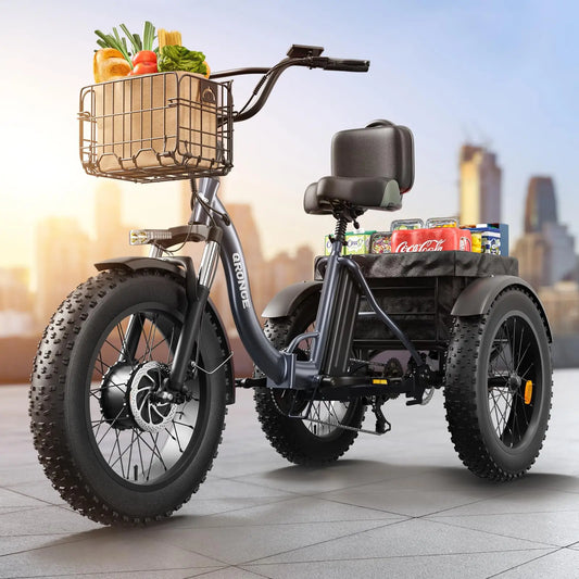 QRONGE Electric Bike Folding Tricycle 960W Peak 36V Battery