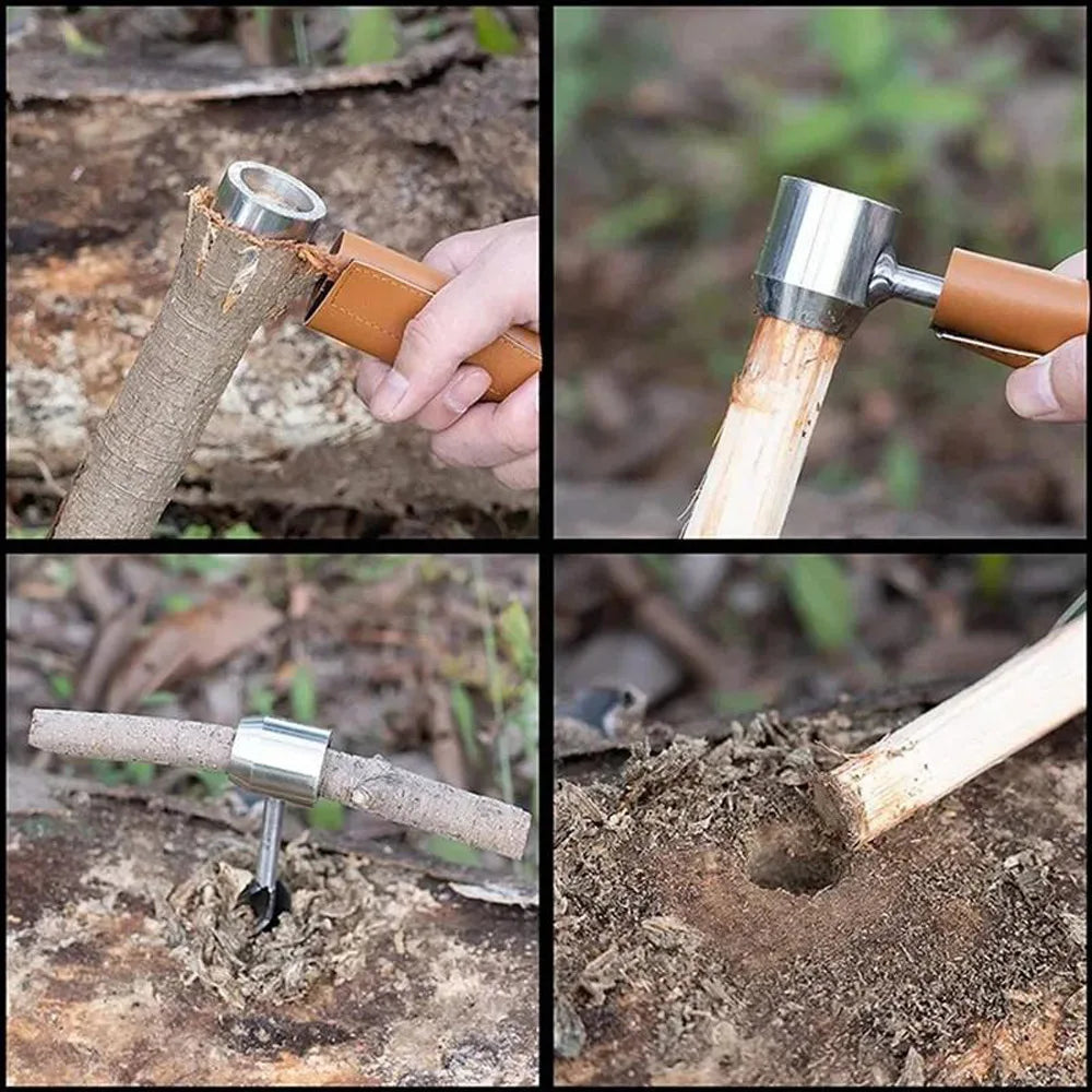 Manual Wood Auger Drill Wrench for Camping Bushcraft Survival Tool