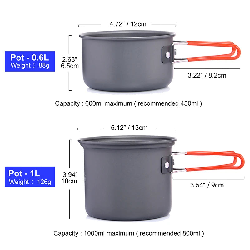 Widesea Camping Cookware Set For Outdoor Use Three Person