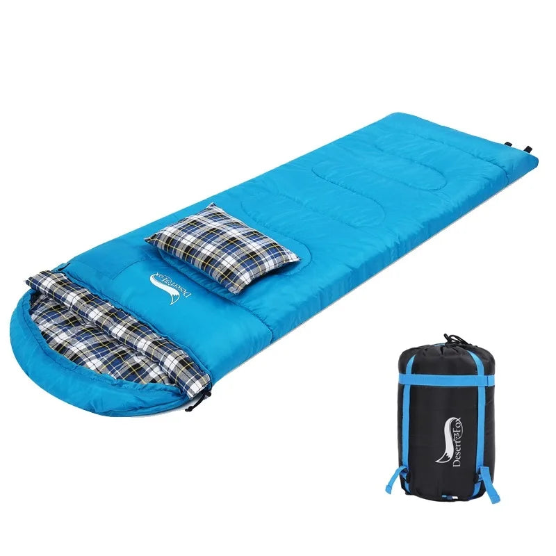 Desert&Fox Soft Flannel Sleeping Bags with Pillow for Adult Kids Winter Sleeping Bag Warm Lining Hiking Camping Bags with Sack