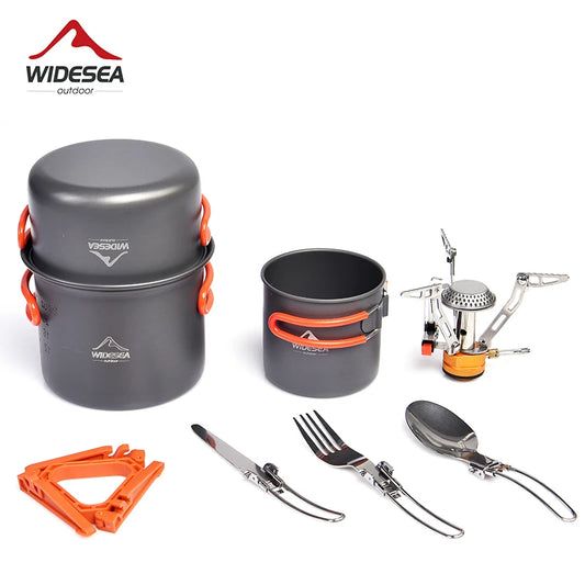 Widesea Camping Cookware Set For Outdoor Use Three Person