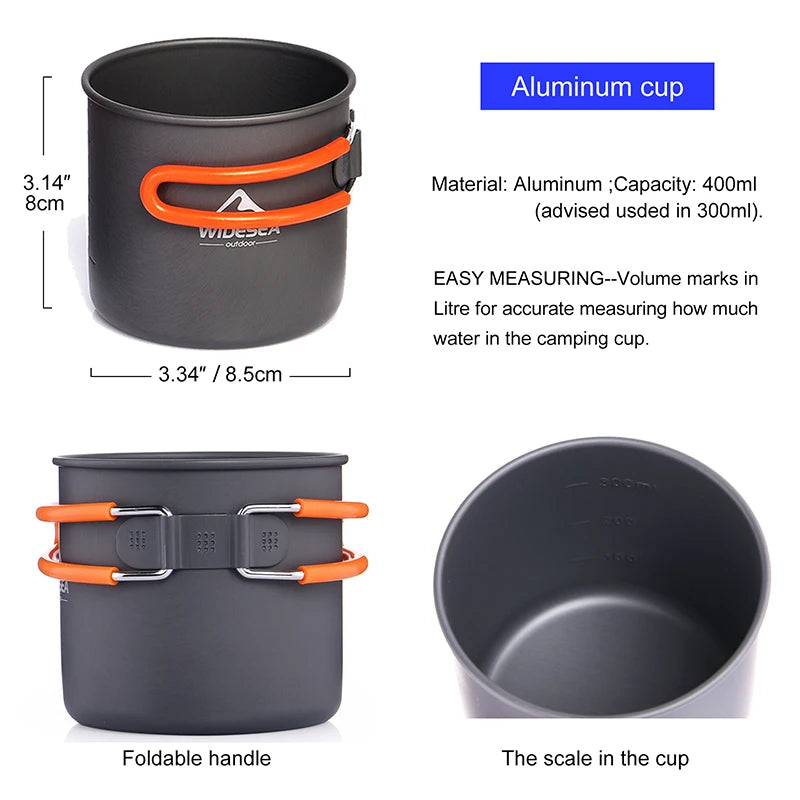 Widesea Camping Cookware Set For Outdoor Use Three Person