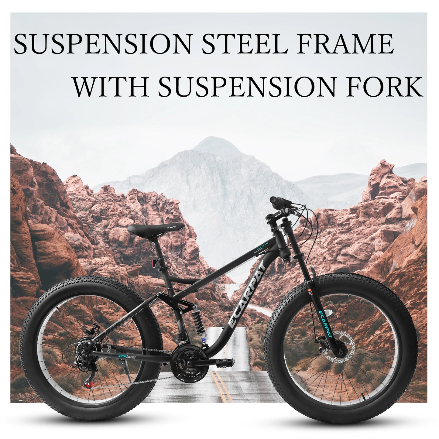Fat Tire Mountain Bike Full Suspension 21 Speed Disc Brakes