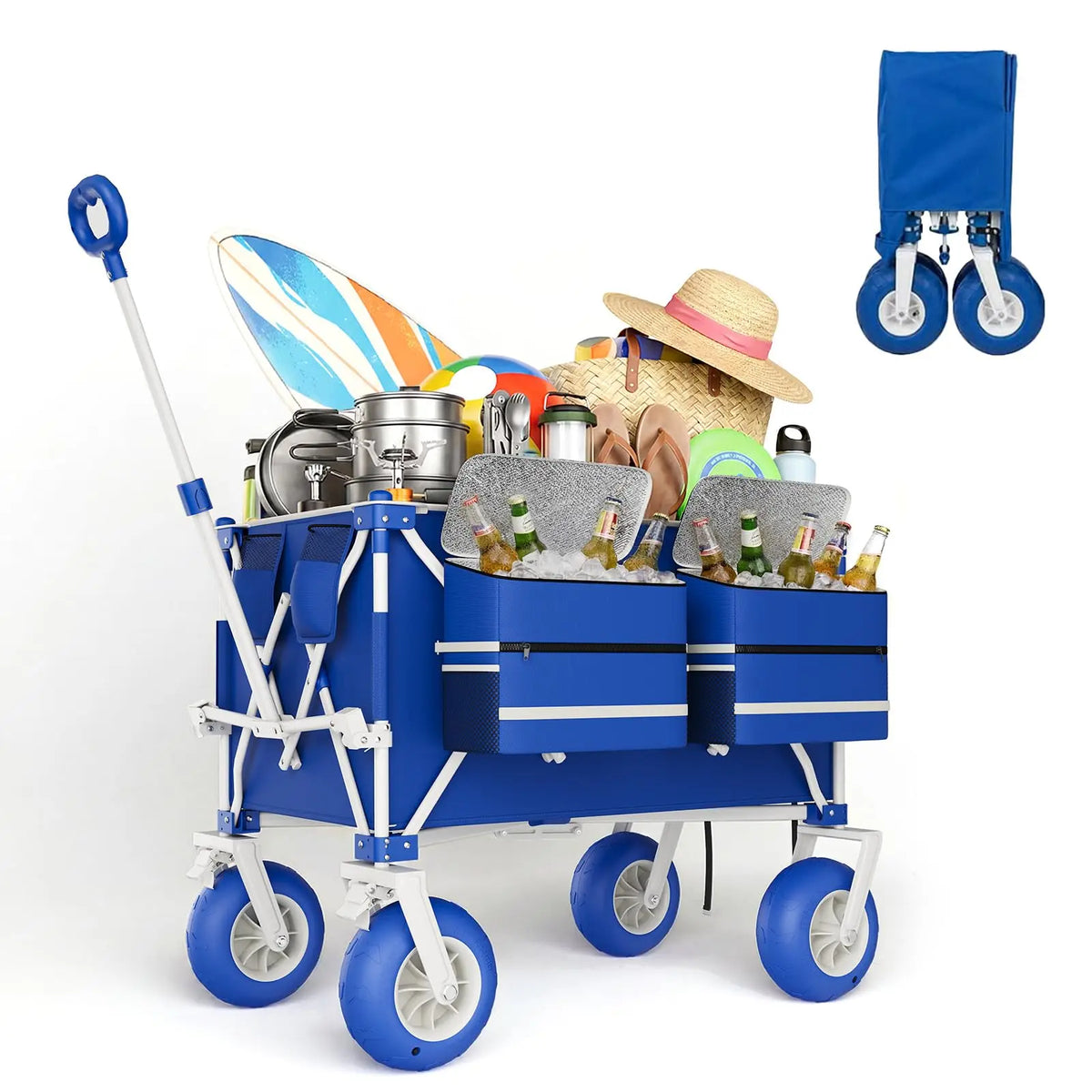HiMISS Heavy Duty Folding Beach Wagon With All Terrain Wheels