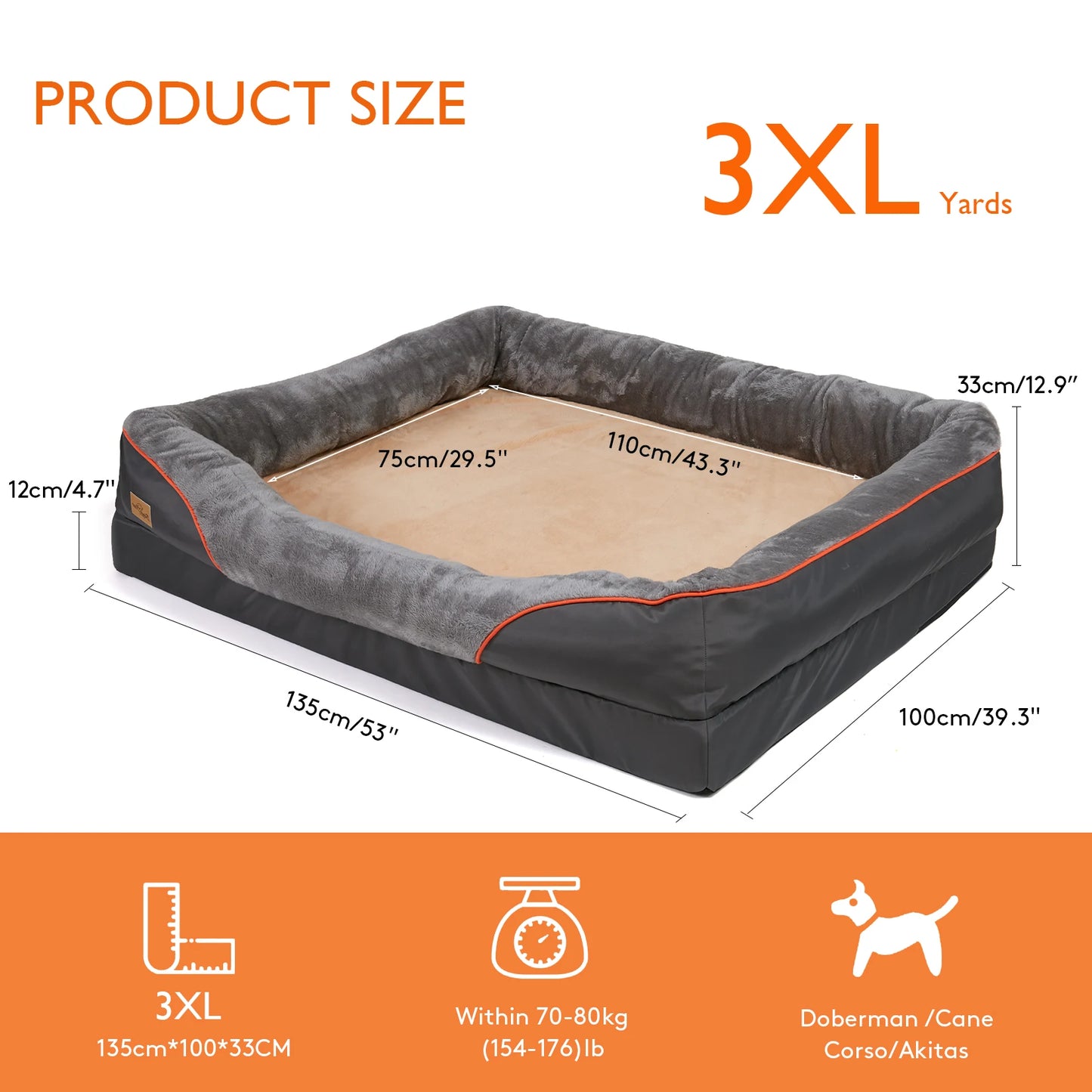 BINGOPAW Waterproof Anti Allergy Dog Bed With Removable Washable Cover