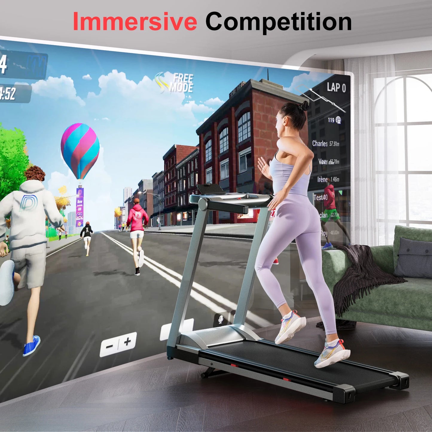 Superun Foldable Incline Treadmill With Touch Screen And App Monitoring