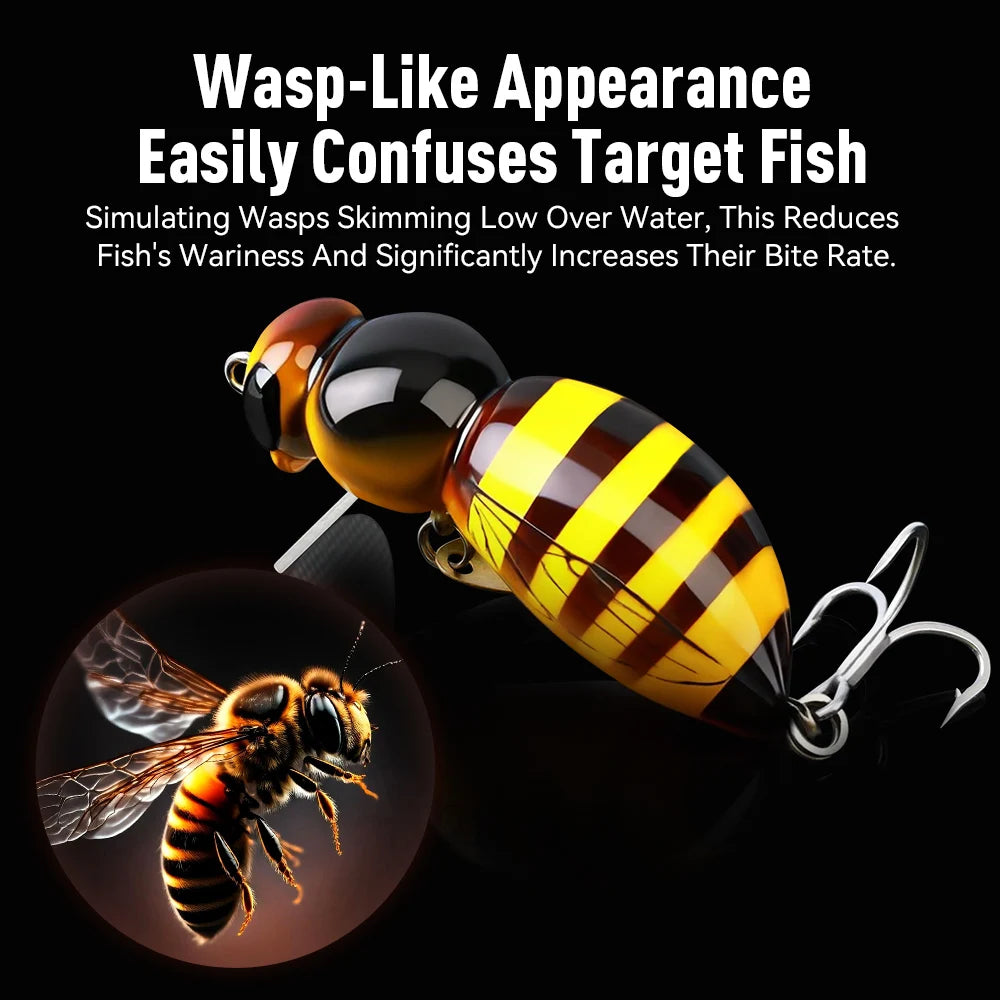 Kingdom Wasp Minnow Floating Hard Wobbler Lure With Spinner Hook