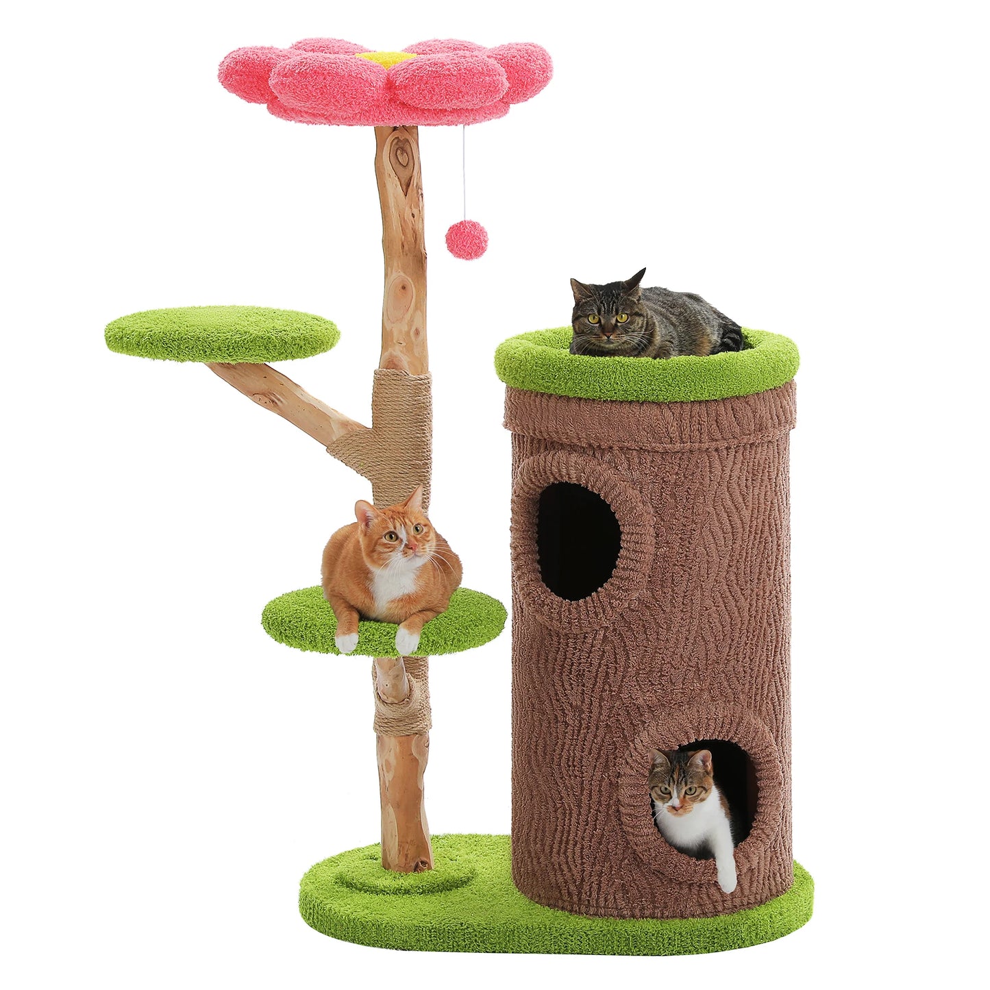 PAWZ Road Cat Tree With Four Condos And Flower Top Scratching Post