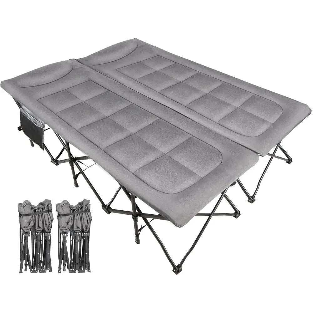 Heavy Duty Two Person Camping Cot With Pad Portable
