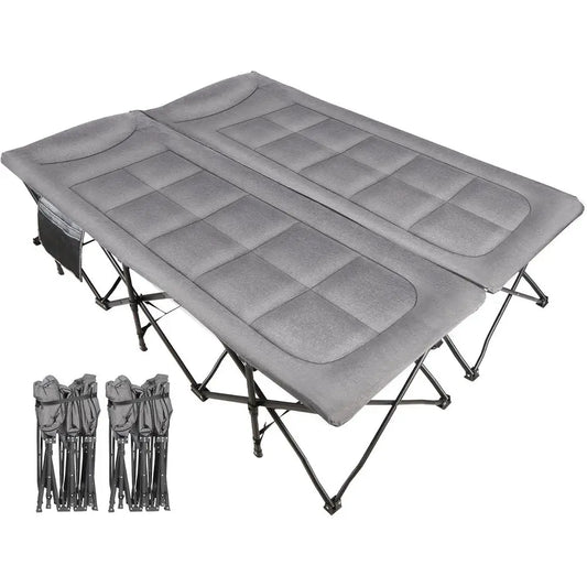 Heavy Duty Two Person Camping Cot With Pad Portable