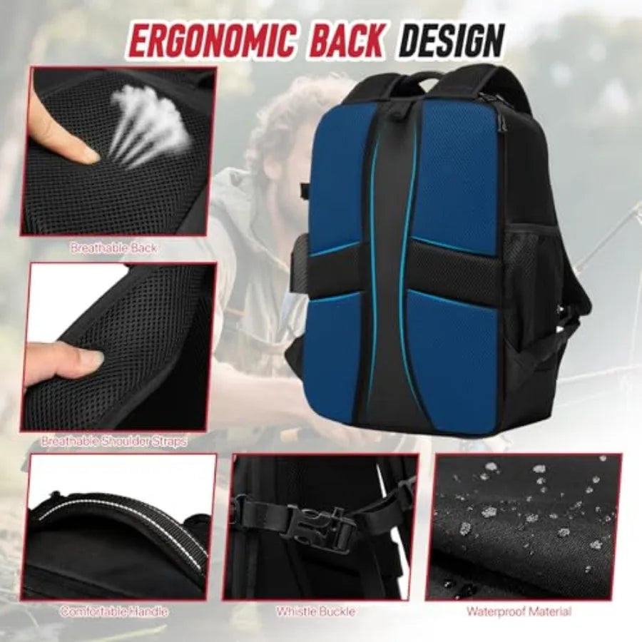 Fishing Tackle Backpack With Two Rod Holders And Gear Storage