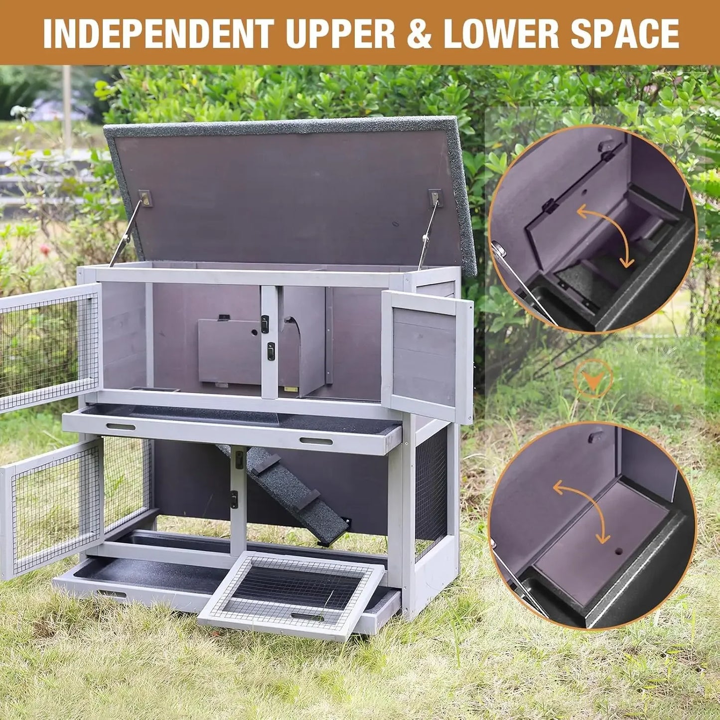 Rabbit Hutch Indoor Outdoor Cage With Casters And Trays