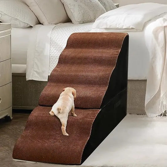 Dog Stairs For Bed 6-Step Foam Pet Steps For Small And Large Dogs