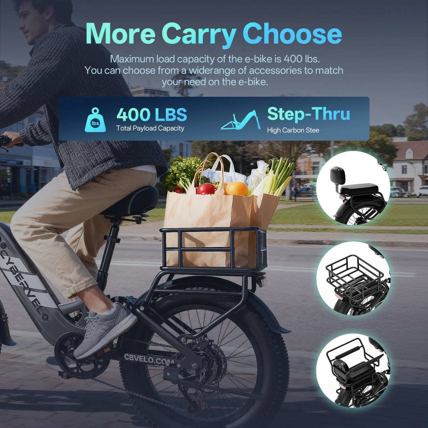 Cybervelo 1500W Step Thru Electric Bike With 20Ah Battery