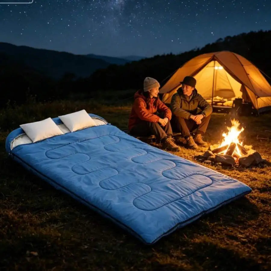 Adult Double Sleeping Bag With Pillow Lightweight Portable Camping Gear