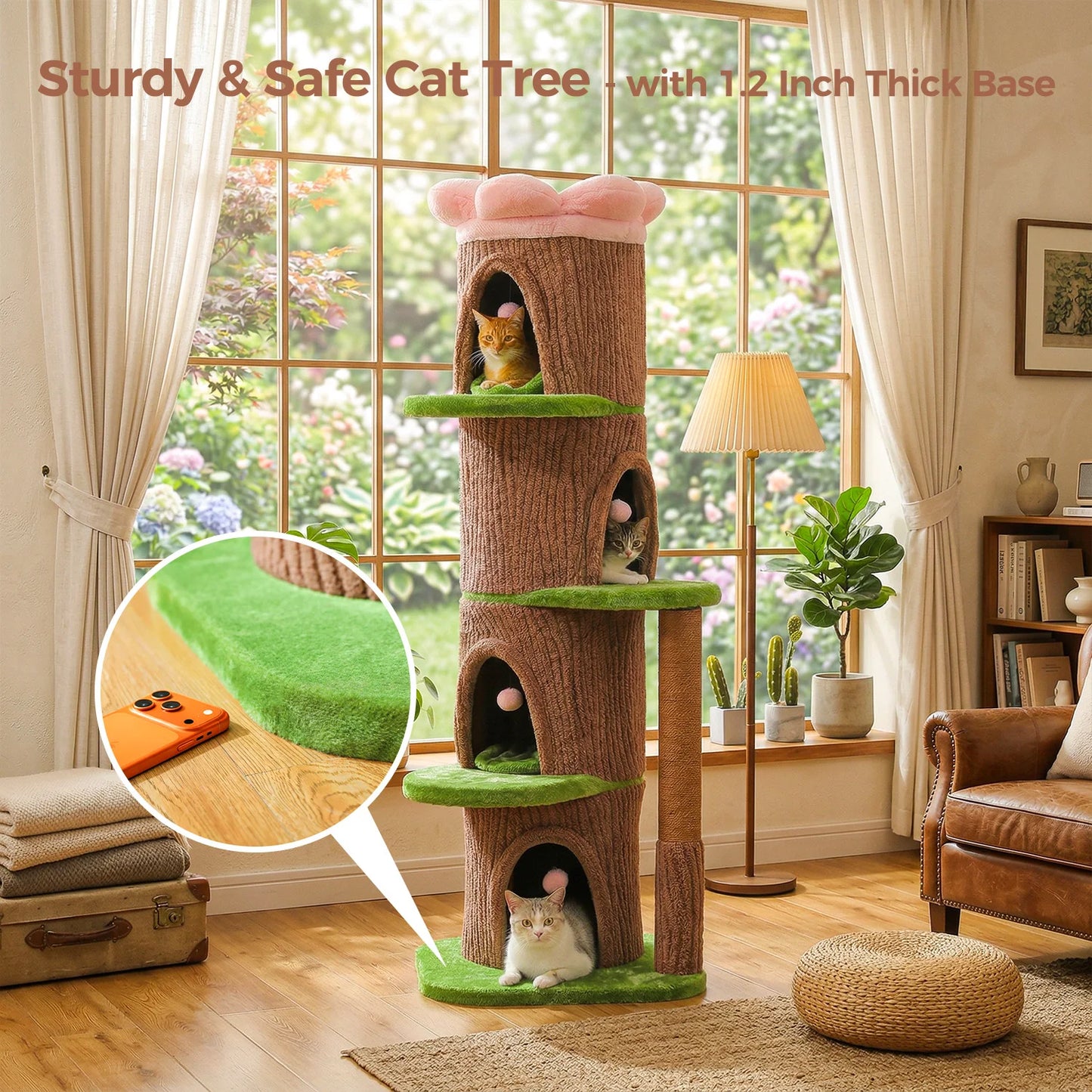 PAWZ Road Cat Tree With Four Condos And Flower Top Scratching Post