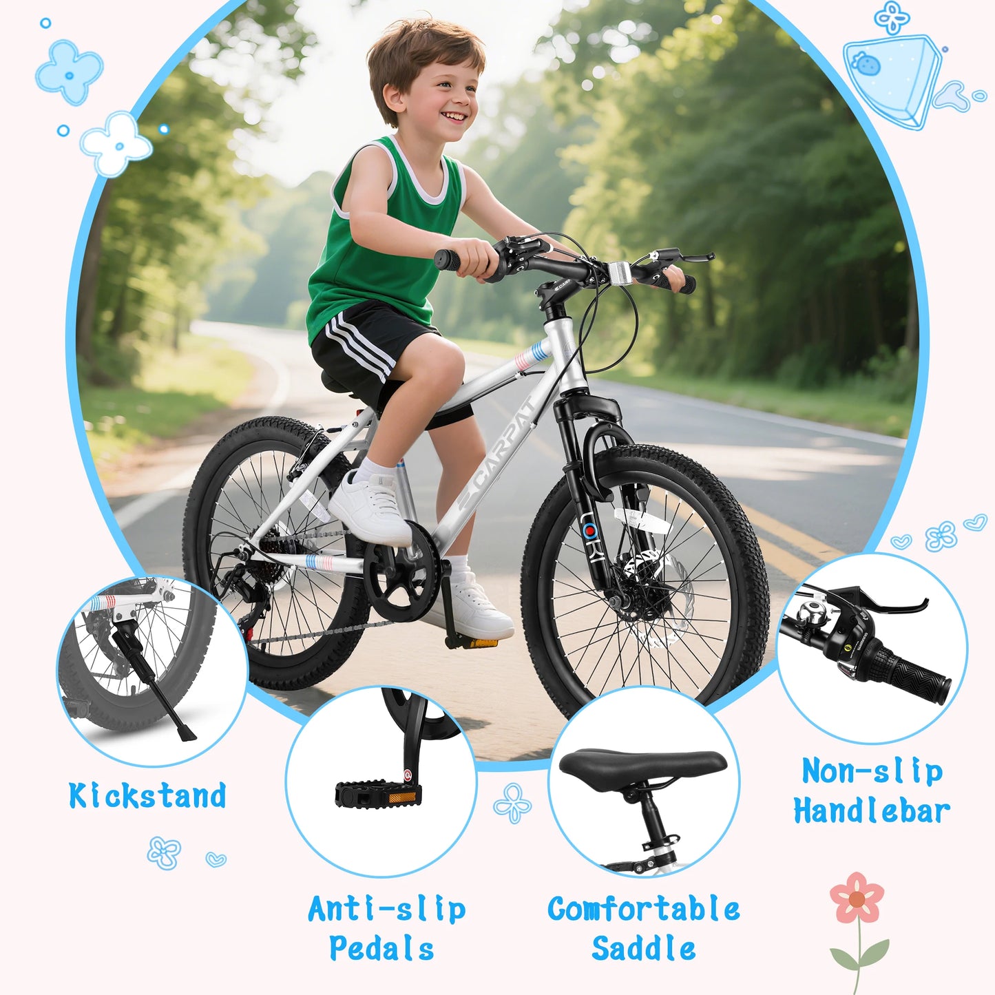 Ecarpat 20 Inch Kids Mountain Bike With 7 Speed Gears