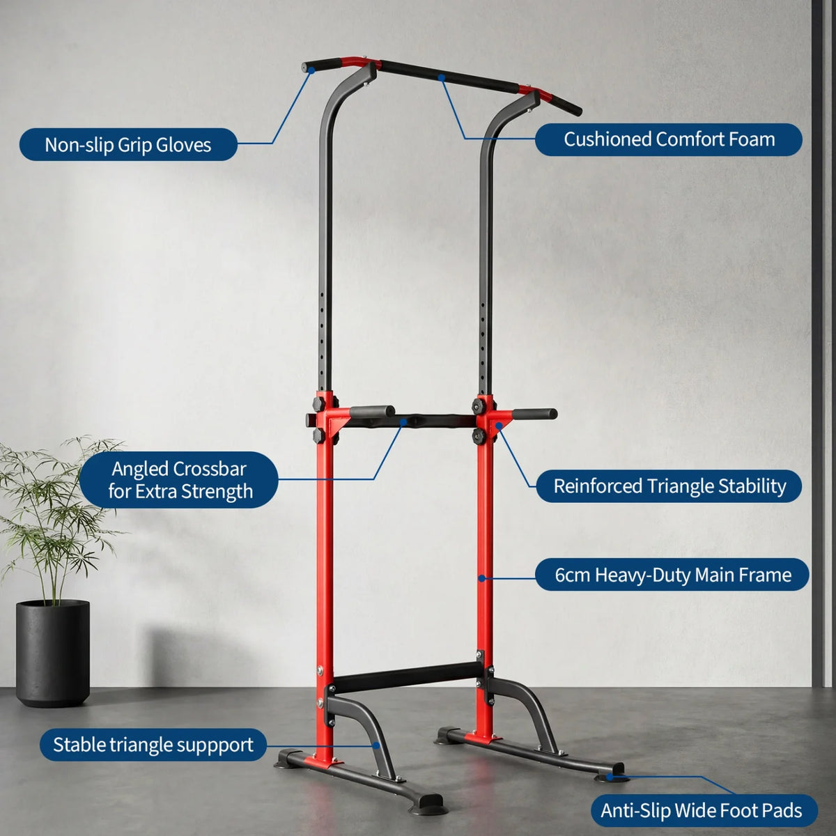 HiMISS Power Tower Pull Up Dip Station Home Gym Trainer