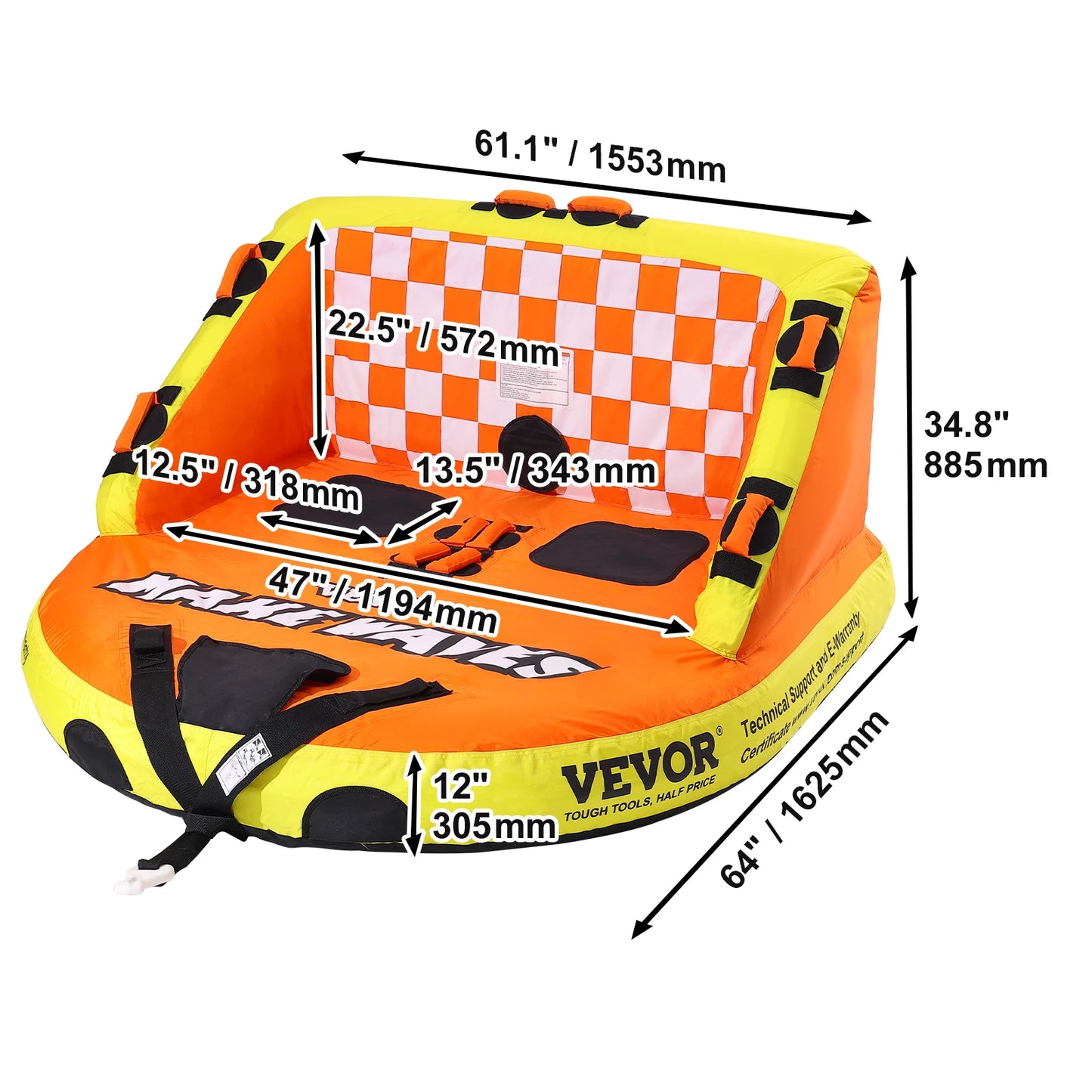 SucceBuy Towable Tube For Boating With Bumper Fins
