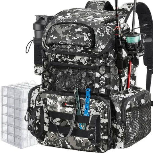 Fishing Tackle Backpack With Rod Holders And Tackle Boxes