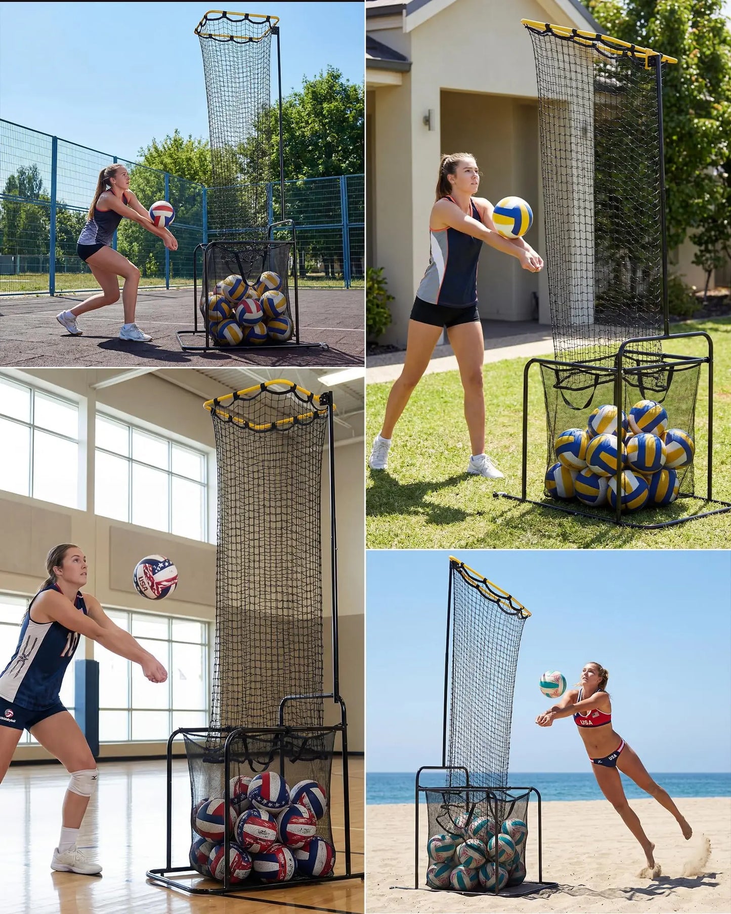 Volleyball Setter Portable Training Net With Adjustable Angles And Heights