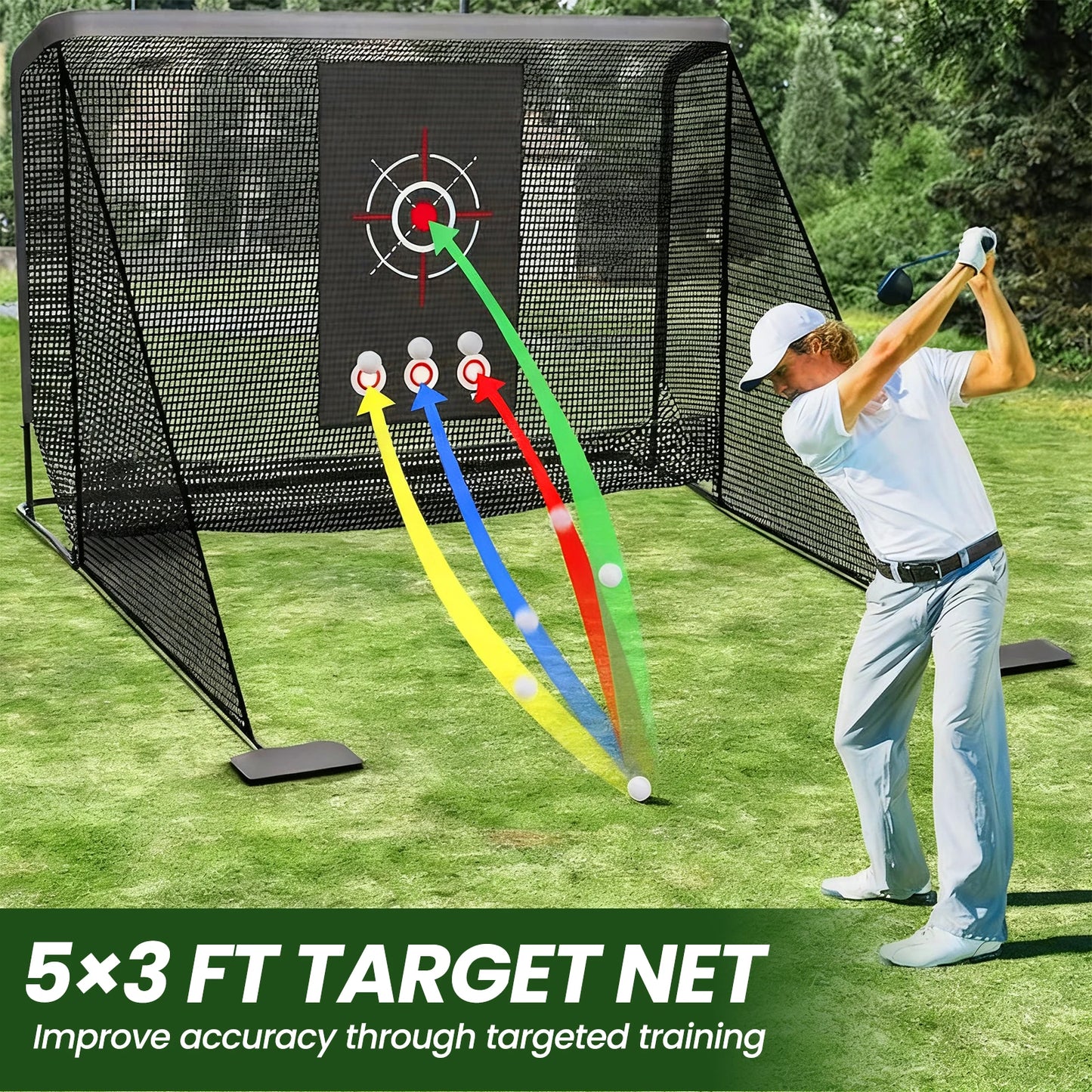 Golf Net, 10x7FT , Hitting Aid Nets for Backyard Driving Chipping Training Swing with Target Outdoor or Indoor– Gifts for Men/Dad/Him