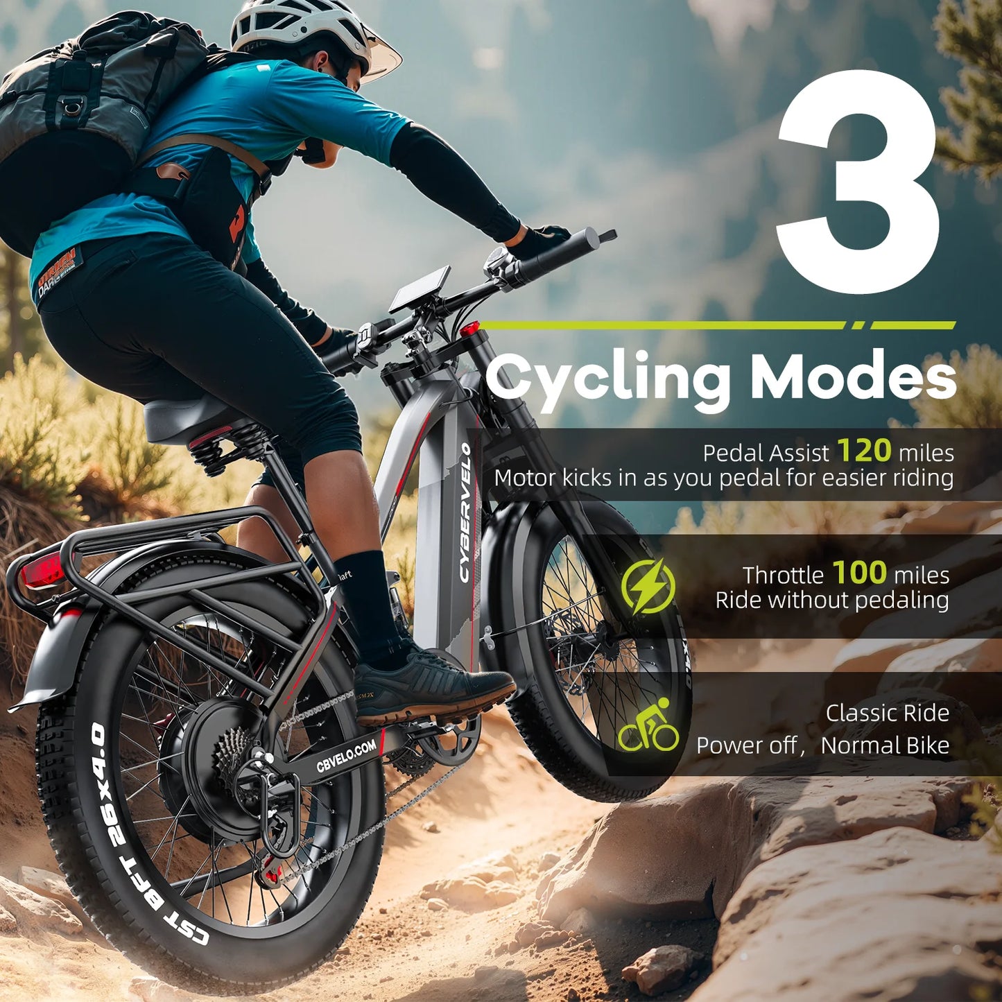 CYBERVELO 5000W Off Road Electric Bike 100 Mile Range