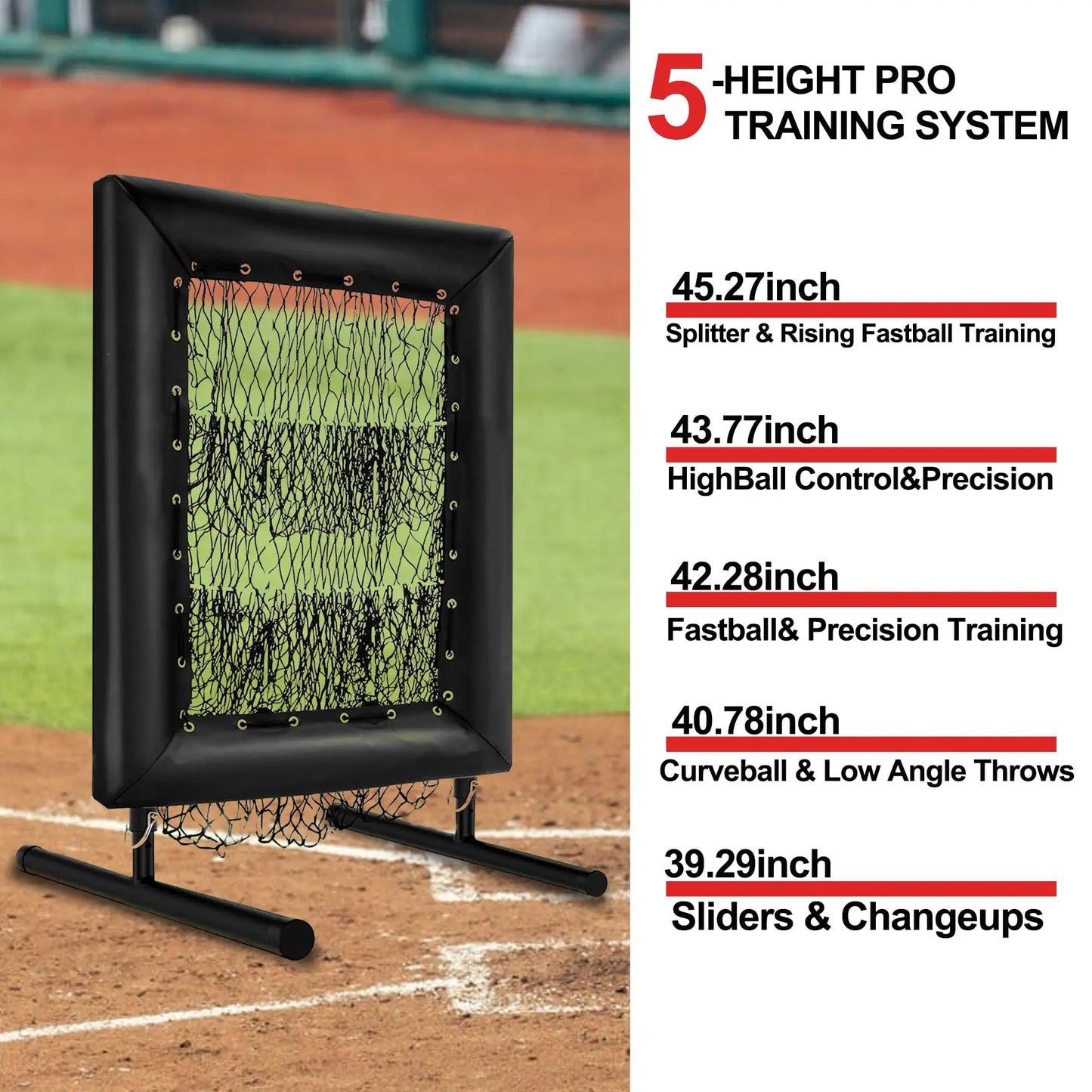 HiMISS Adjustable Pitching Net With 9 Holes Strike Zone Practice Carry Bag Ball