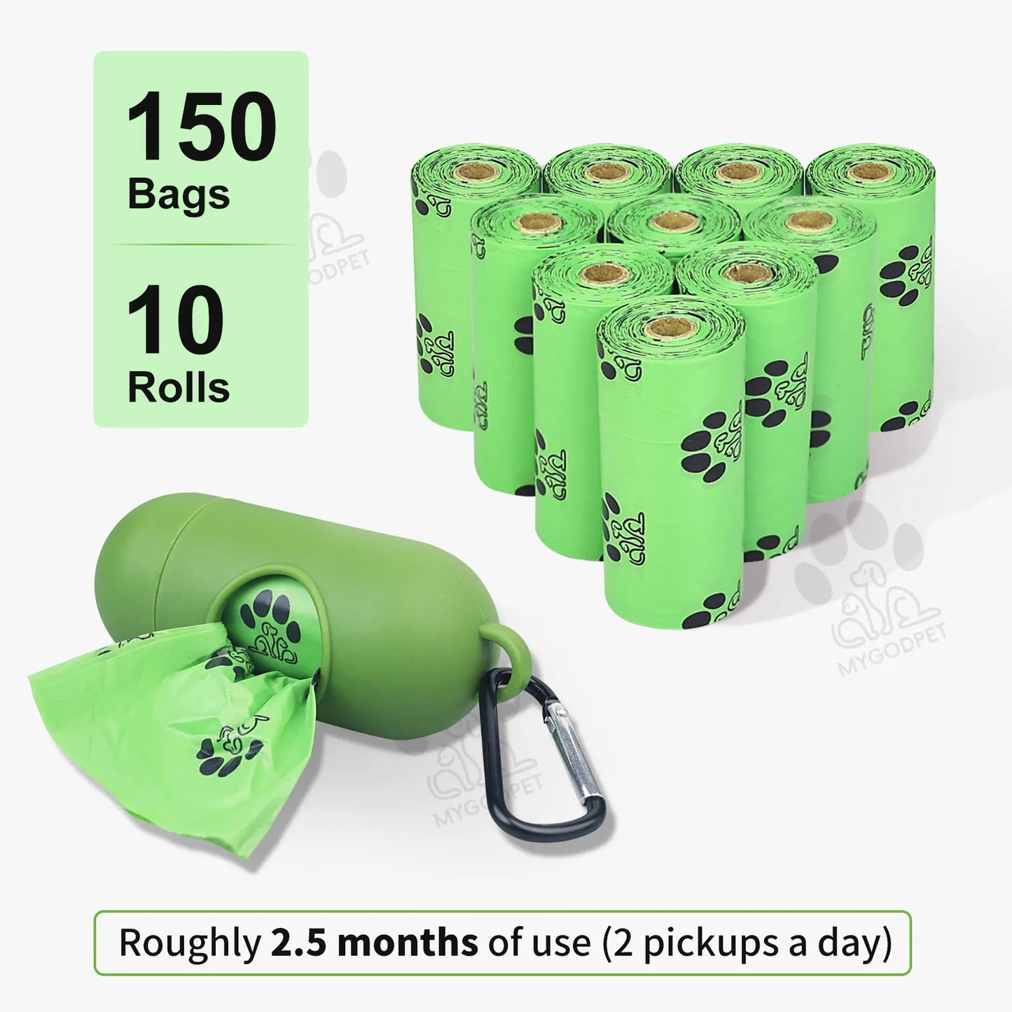 Dog Poop Bags Rolls with Dispenser 150 Count Biodegradable Bags for Dog and Cat Lavender Scented Waste Bag Leak Proof Doggie Poop Bag Doggy Trash Bag