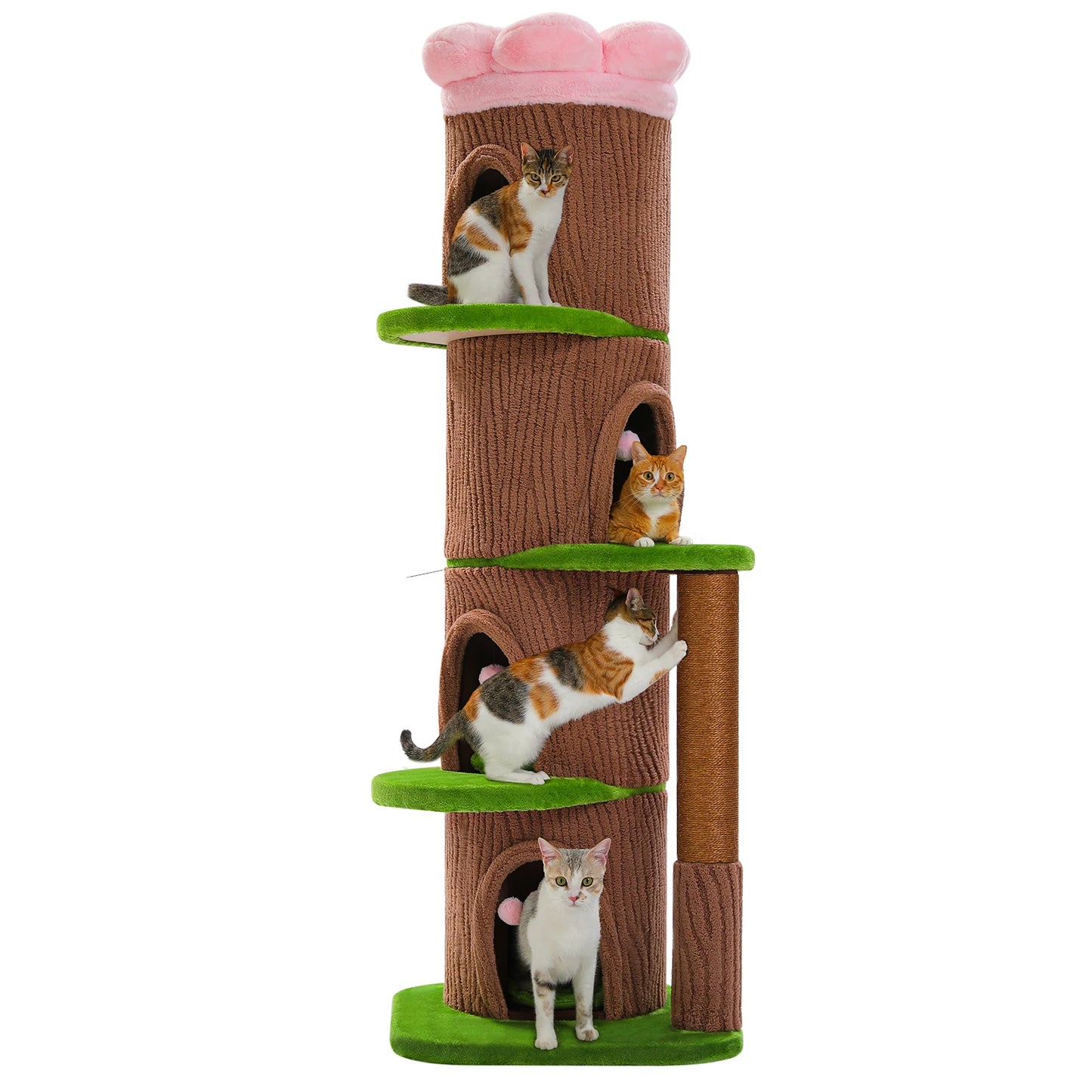 PAWZ Road Cat Tree With Four Condos And Flower Top Scratching Post