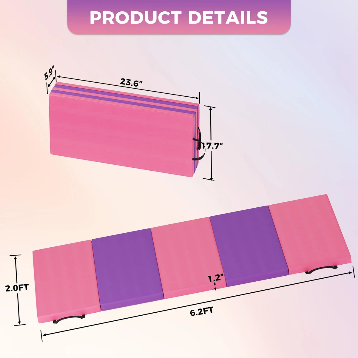 HiMISS Folding Gymnastics Mat for Tumbling Yoga and Home Fitness