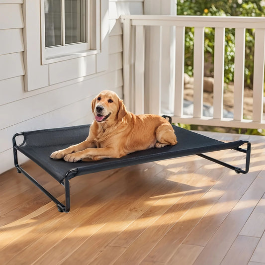 PawCozyBeds M-XXL Original Cool Elevated Dog Bed, Outdoor Elevated Bed for Large Dogs, Portable Standing Pet Bed with Washable B