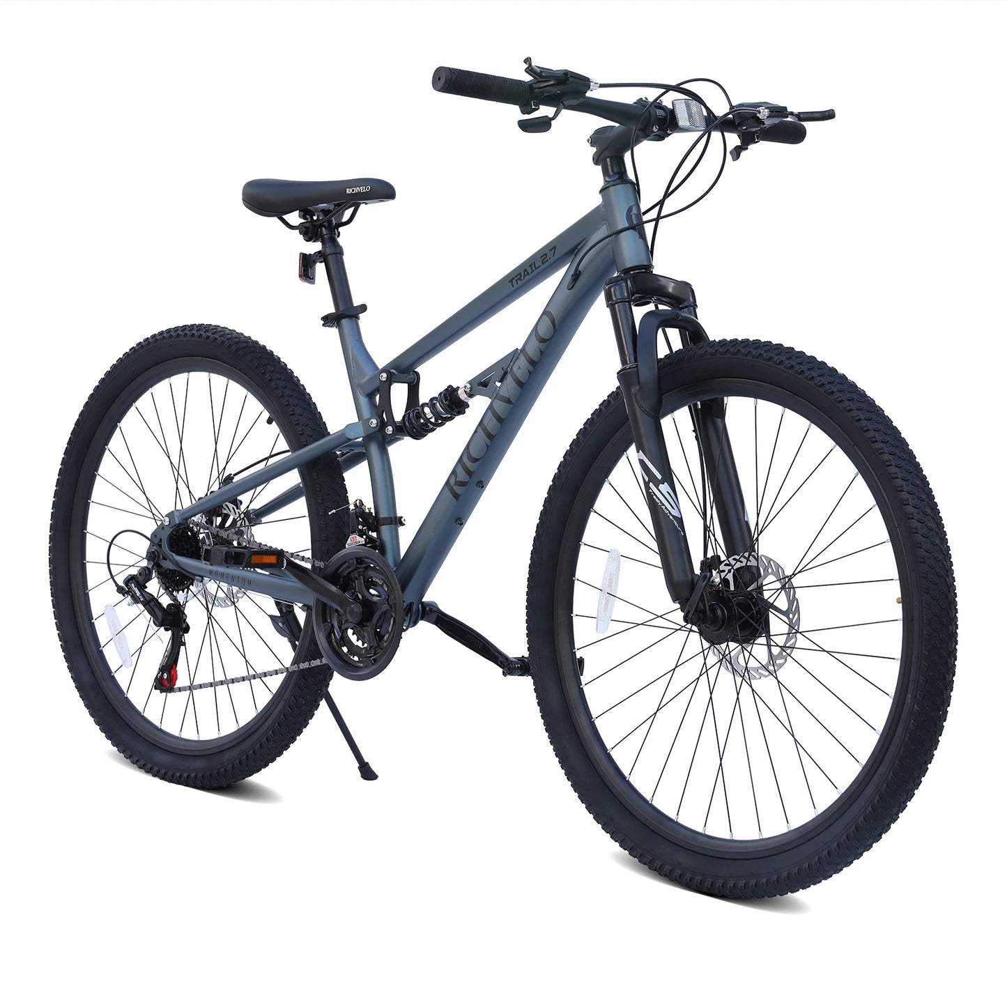 Ecarpat Full Suspension Mountain Bike 21 Speed Dual Disc Brake Steel Frame