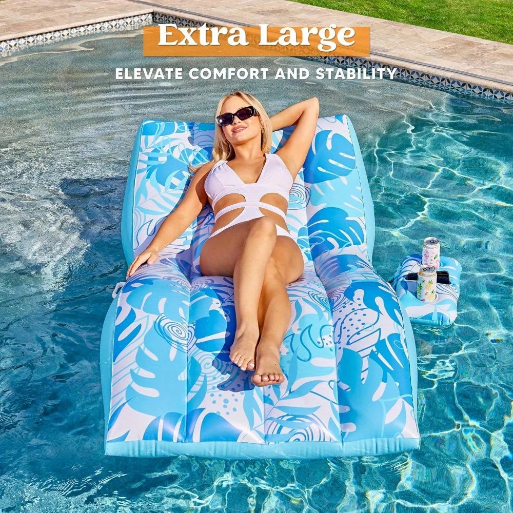 Joyfy Inflatable Pool Lounge Chair With Detachable Cup Holder