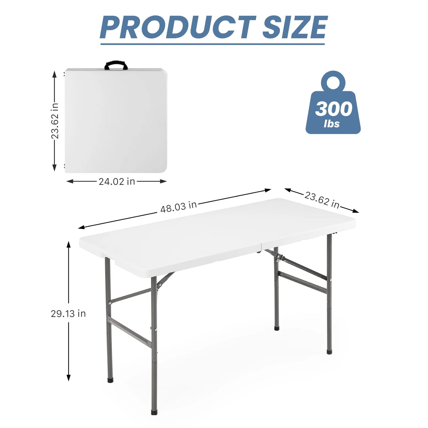 JHK Portable Folding Table With Carry Handle And Safety Lock