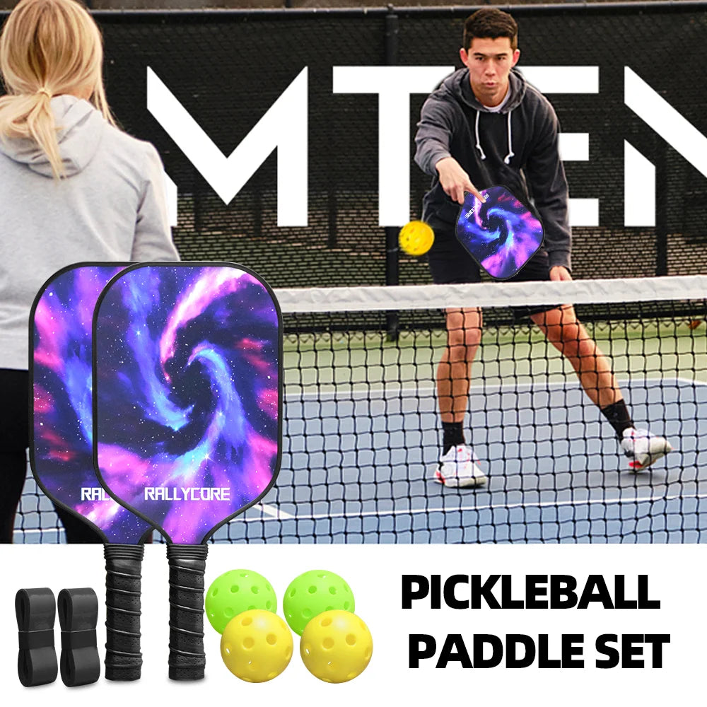 Pickleball Paddles Set of 2 with 4 Balls  Carry Bag  Premium Honeycomb Core Paddles for Indoor  Outdoor Play for Adults andYouth