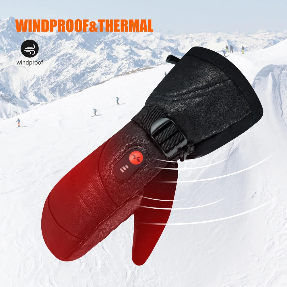 Snow Deer Heated Gloves Electric Skiing Winter Battery Heated Thermal Mittens Waterproof Gloves Thumb Movable Hunting Motorcycle