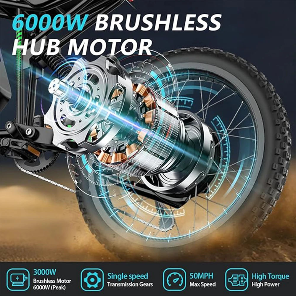 R3 Electric Dirt Bike 6000W 60V 25Ah 50 Mile Range