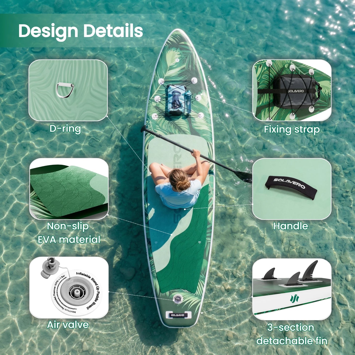 Inflatable SUP Board With Full Accessories Pack And Adjustable Paddle