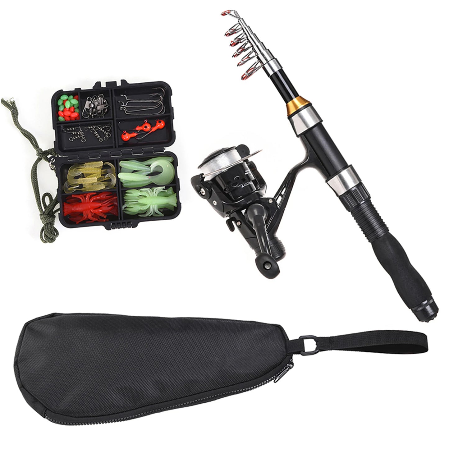 US Telescopic Fishing Rod Reel Combo Kit With Spinning Reel And Storage Bag