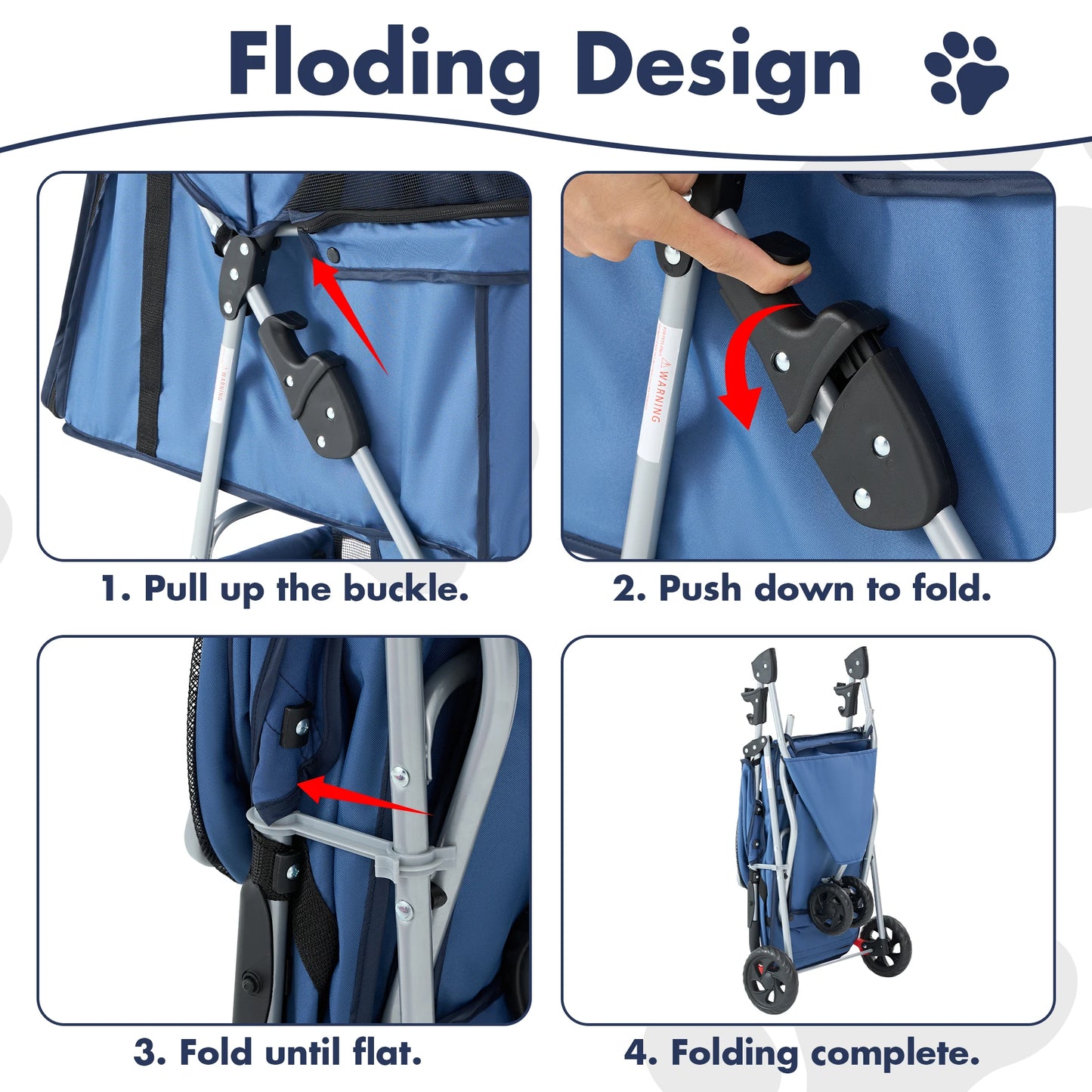 Three Wheel Foldable Pet Stroller For Small Dogs Cats