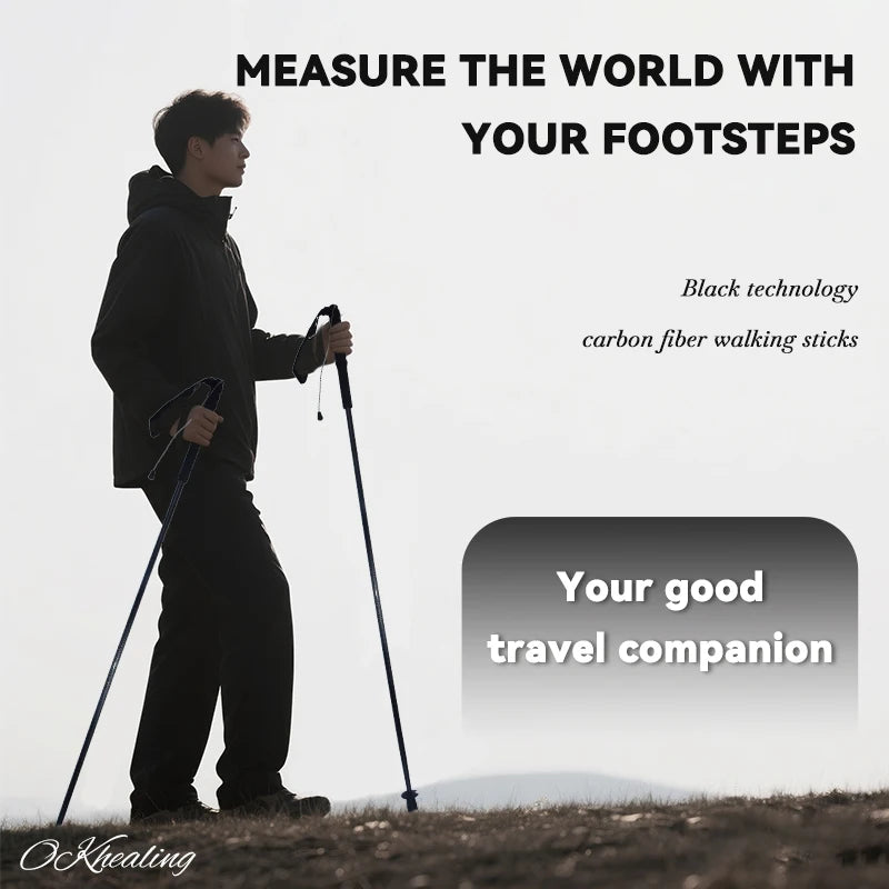 Okhealing Carbon Fiber Trekking Poles Ultra Lightweight Folding Hiking Sticks