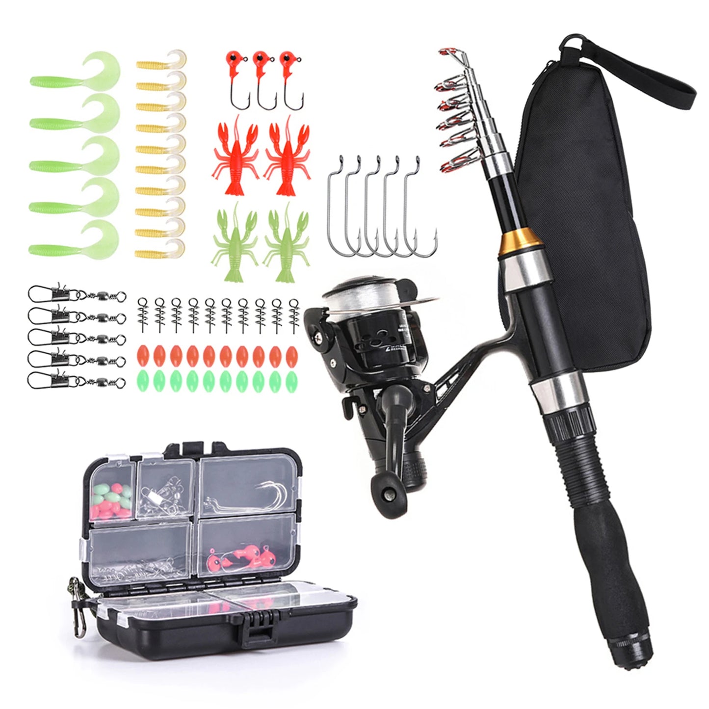 US Telescopic Fishing Rod Reel Combo Kit With Spinning Reel And Storage Bag