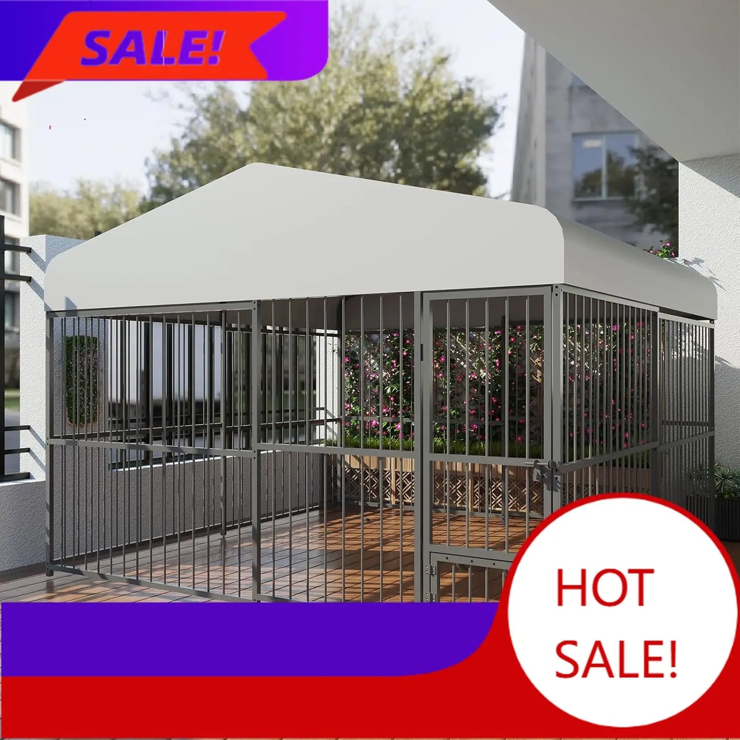 Premium Heavy Duty Outdoor Dog Kennel With Roof And Lock
