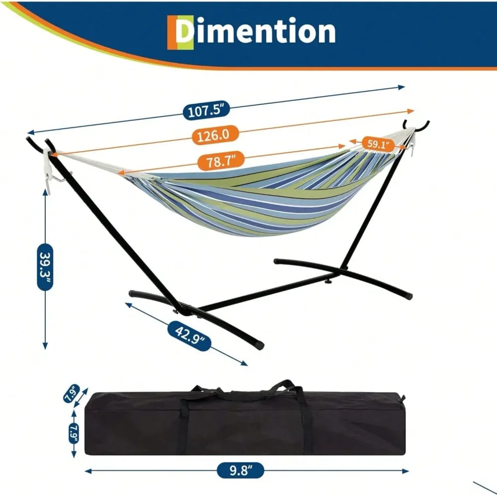 Hammock With Heavy Duty Steel Stand Supports 660lbs