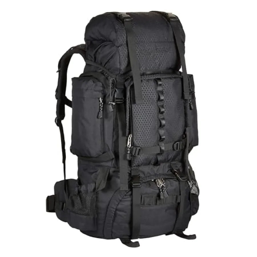 Internal Frame Hiking Backpack With Adjustable Straps And Rainfly
